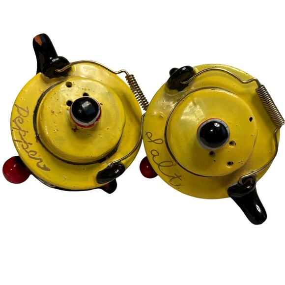 Vintage Thames Redware Black Clown Face Teapot Salt & Pepper Shakers Japan 50s - Picture 6 of 9
